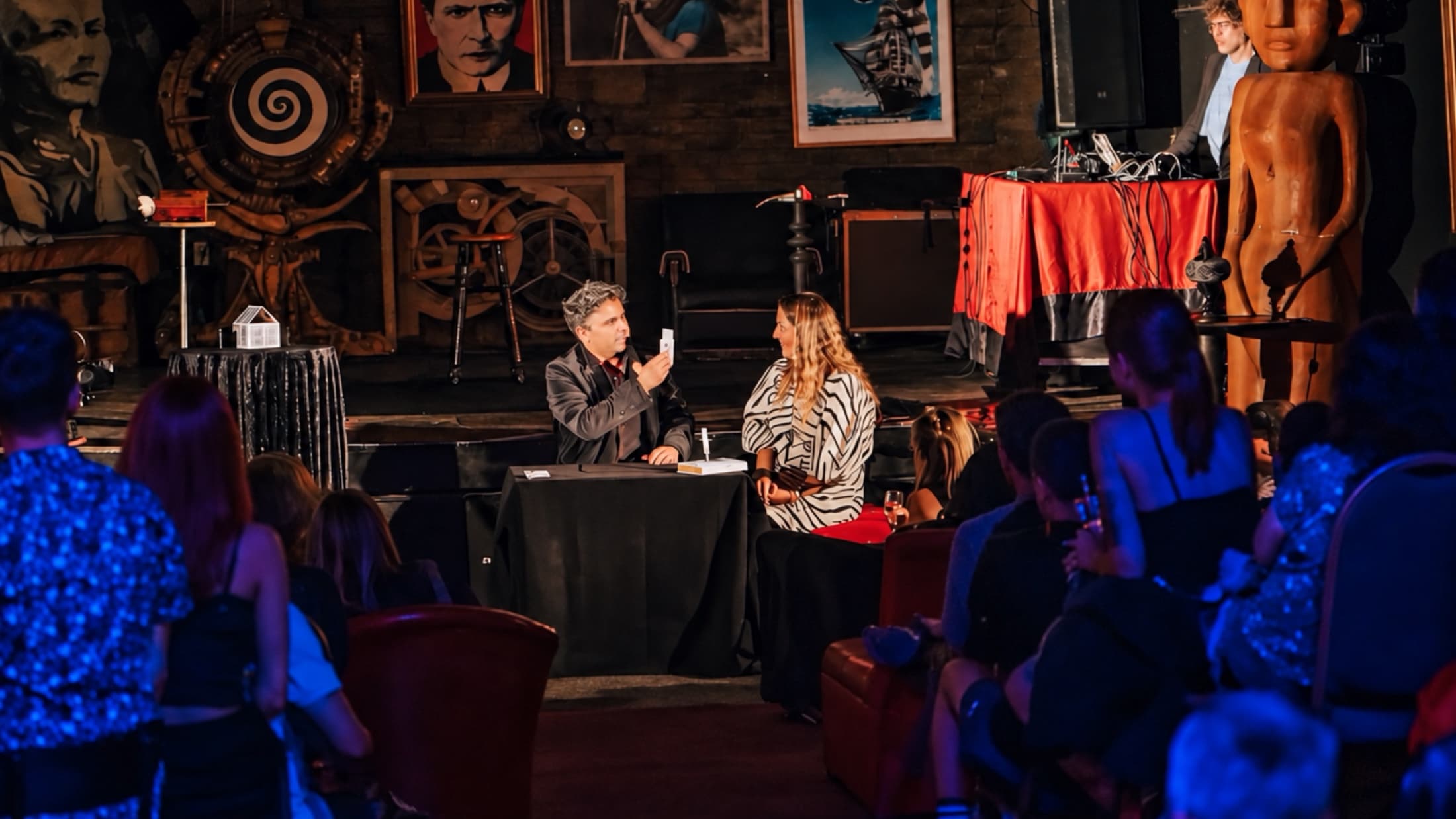 Luis Albornoz performs for the audience at The Magic Underground