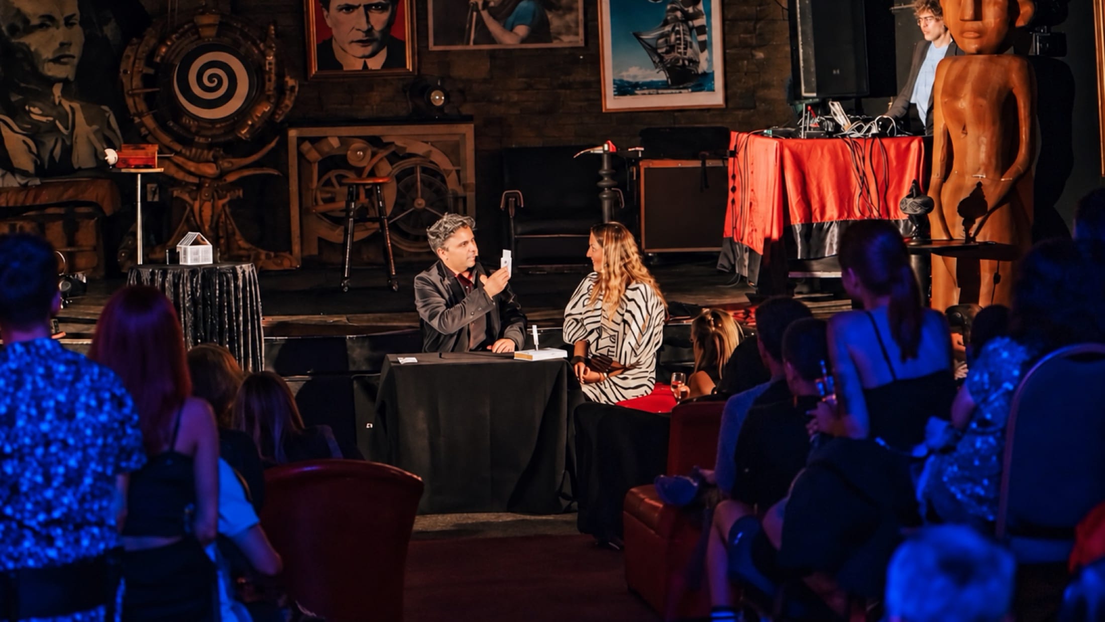 Luis Albornoz performs for the audience at The Magic Underground