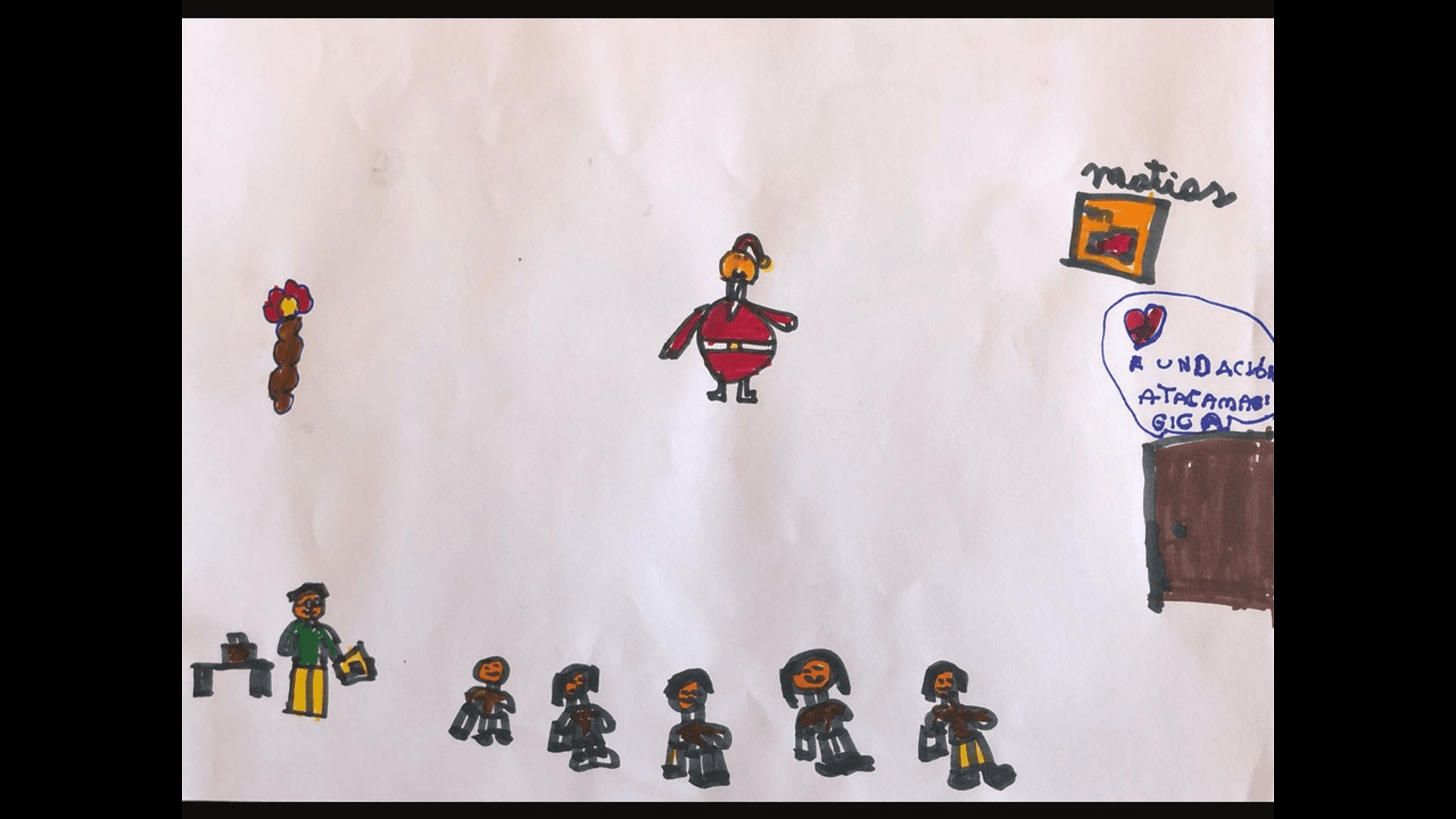 Dibujo de una presentación de ilusionismo ante un grupo