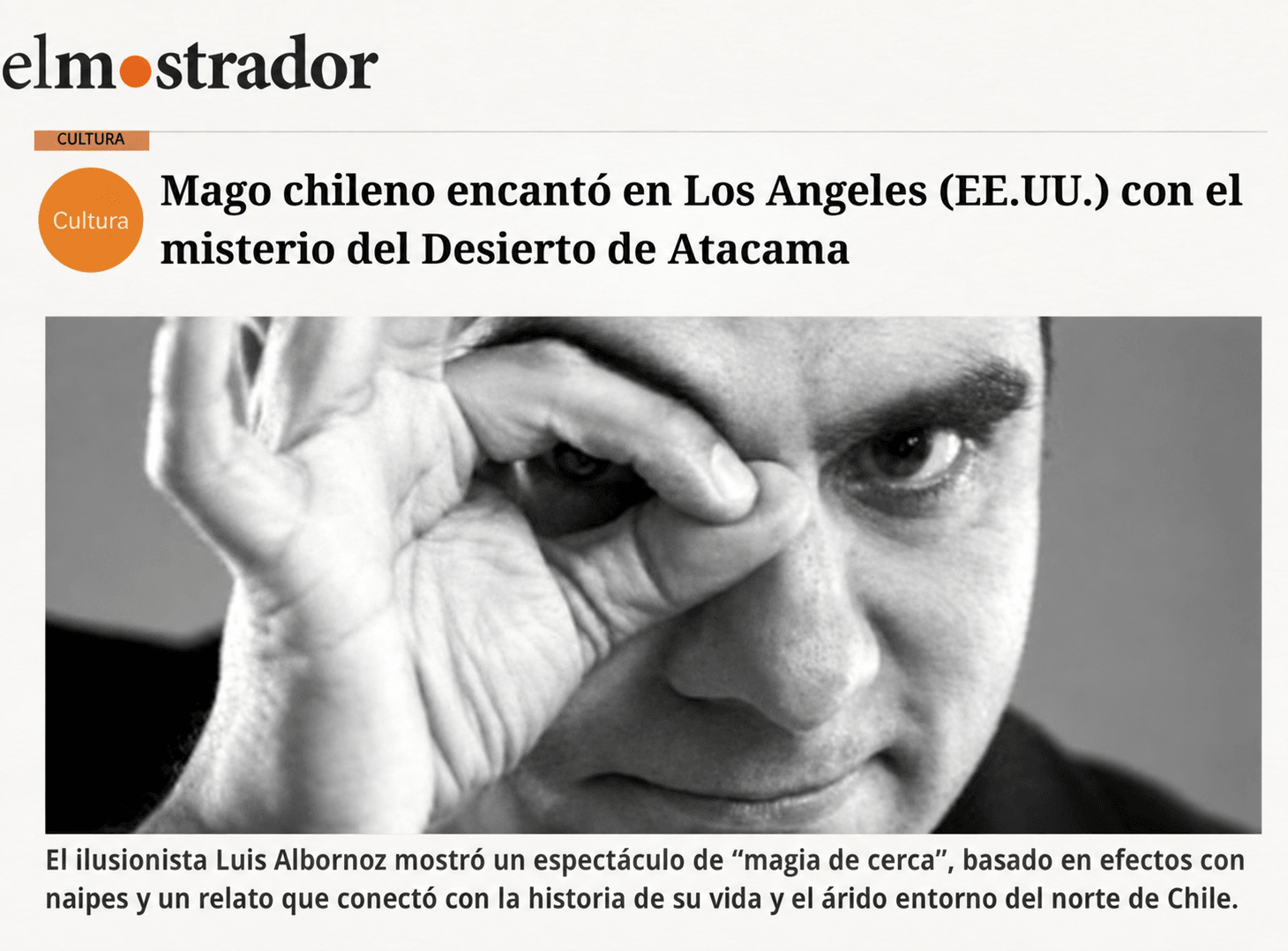 El Mostrador article about Luis Albornoz's presentation in Los Angeles