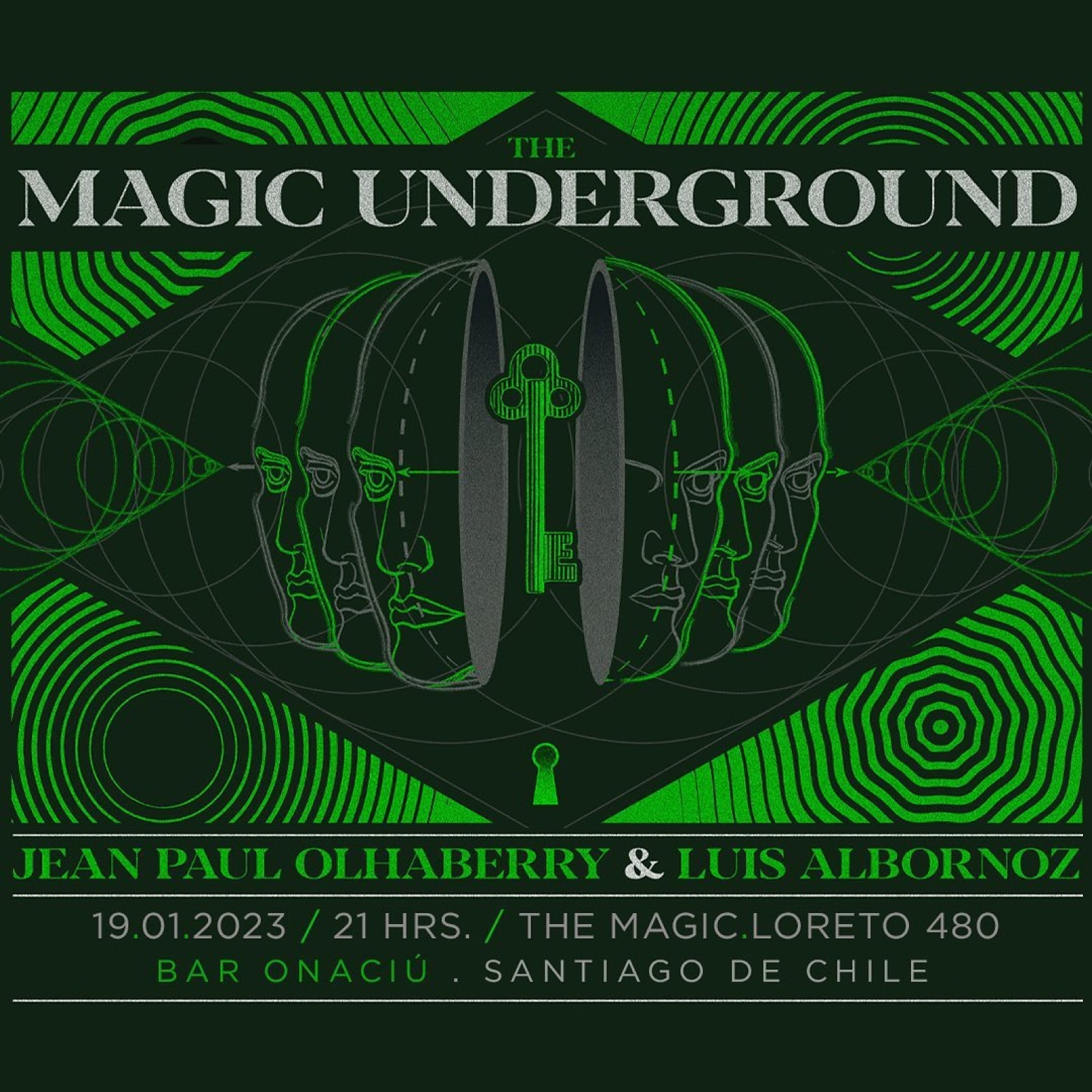 Poster for The Magic Underground with Jean Paul Olhaberry and Luis Albornoz