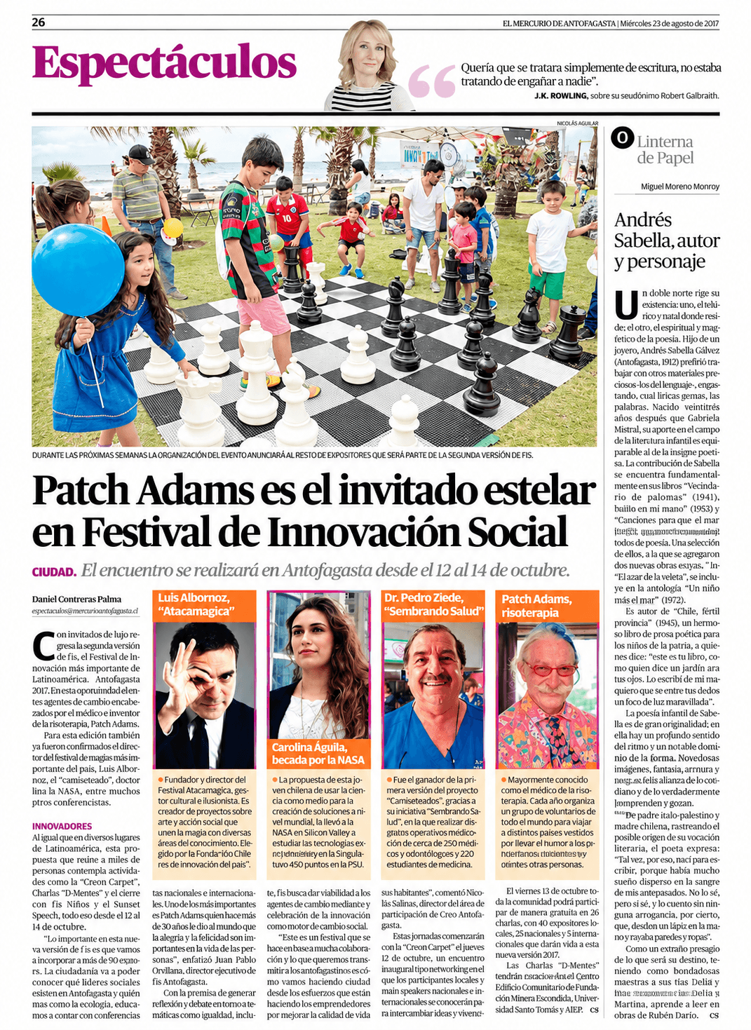 Nota de El Mercurio de Antofagasta sobre la participación de Luis Albornoz en FiiS 2017